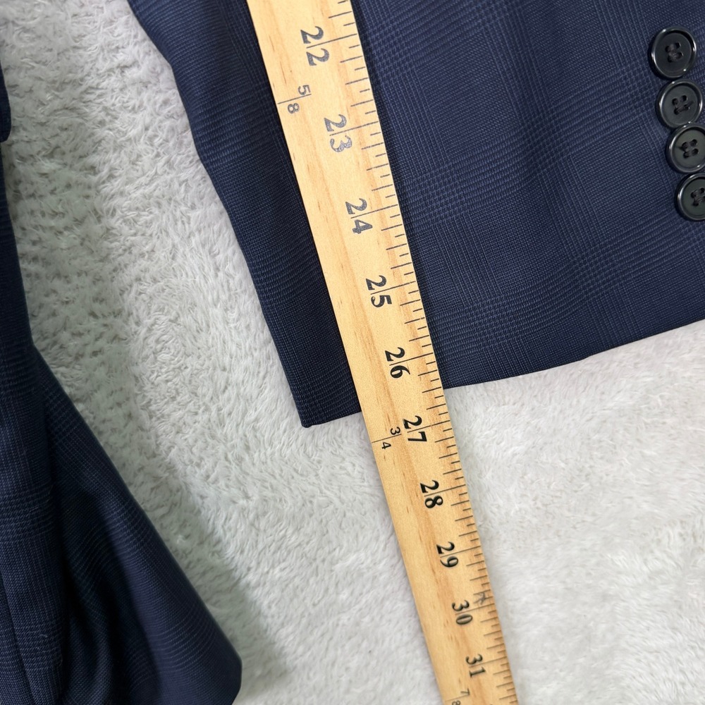 Jos A Bank Mens 44XL Tailored Fit Suit Signature Gold Navy Blue Wool Plaid 36x34 - Picture 9 of 16